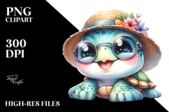 Energetic Baby Turtle with Hat and Sunglasses, PNG Product Image 2