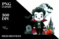 Funny Halloween Clipart with Vampire PNG Product Image 3