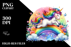 colorful Baby Unicorn Sailing in Rainbow Sky Product Image 2