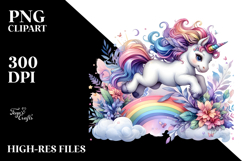 Colorful Unicorn Jumping over Rainbow PNG Product Image 2