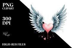 Watercolor Heart with Wings, PNG Product Image 2