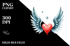 Watercolor Heart with Wings, PNG Product Image 2