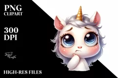 Watercolor Contempt Unicorn PNG Product Image 3