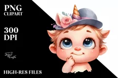 Funny Baby Face Unicorn PNG Product Image 1