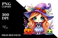 Vibrant Witch Watercolor PNG Product Image 2
