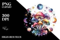Watercolor Magic Celestial Mushroom | Clipart Product Image 3