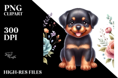 Watercolor Cute Cartoon Rottweiler PNG Product Image 2