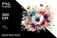 Colorful Vibrant Bouquet with Gold Foil Product Image 3