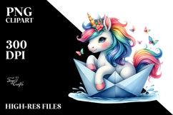 colorful Baby Unicorn Sailing in Paper Boat Product Image 2