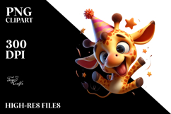 Silly Giraffe with Party Hat, High-Res PNG Product Image 2