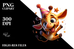 Silly Giraffe with Party Hat, High-Res PNG Product Image 2