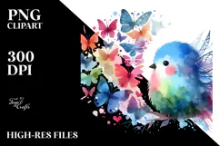 Bird Half of Butterfly Silhouettes PNG Product Image 2