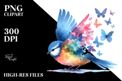 Bird Half of Butterfly Silhouettes PNG Product Image 2