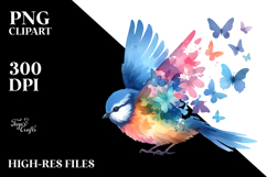 Colorful Bird with Butterflies, Transparent PNG Product Image 2