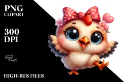 Watercolor Funny Baby Rooster Lamb Bow | Sublimation Clipart Product Image 2