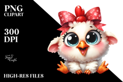 Watercolor Funny Baby Rooster Lamb with Bow Product Image 2