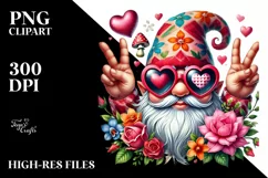 Detailed Valentines Gnome with Heart Sunglasses PNG Product Image 2