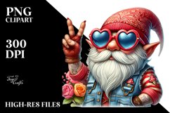 Detailed Valentines Gnome with Heart Sunglasses PNG Product Image 2