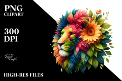 Vibrant Lion with Abstract Floral Body PNG Product Image 2