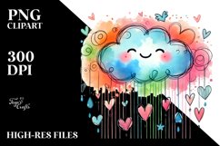 Colorful Smiling Cloud with Hearts PNG Product Image 2