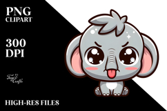 Cute Elephant with Wide Eyes PNG Product Image 2