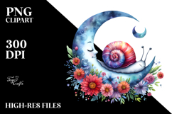 Whimsical Snail Sleeping on the Moon PNG Product Image 2
