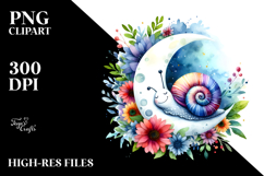 Whimsical Snail Sleeping on the Moon PNG Product Image 2