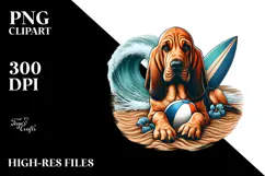 Bloodhound in Sand with Surf and Ball | Sublimation | Product Image 2
