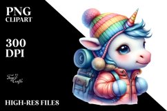 Colorful Unicorn in Mountaineer&#039;s Gear PNG Product Image 3