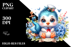 Colorful Baby Peacock on Sailor | Sublimation | Clipart Product Image 2
