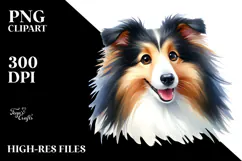 Watercolor Cute Baby Collie PNG Product Image 2
