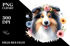 Watercolor Cute Baby Collie PNG Product Image 2