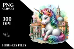 colorful Baby Unicorn at Italian Piazza Product Image 3