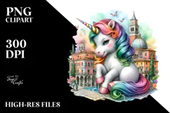 colorful Baby Unicorn at Italian Piazza Product Image 2