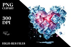 Watercolor Heart Made of Ice PNG Product Image 2
