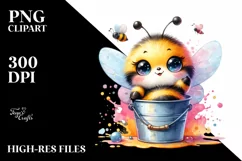Colorful Baby Bee Sitting in a Bucket Clipart Product Image 1