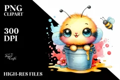 Colorful Baby Bee Sitting in a Bucket Clipart Product Image 3