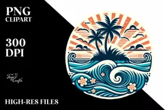 Tropical Island Waves Clipart | Clipart Product Image 1