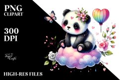 Adorned Panda Sitting on Cloud, PNG Product Image 2