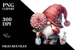 Cute Gnome with Large Chrysanthemum PNG Product Image 2