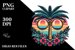 Retro Tropical Tree Sunglasses, PNG Product Image 2