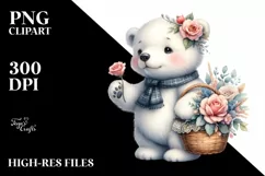 Whimsical Baby Hippo with Roses | Sublimation | Clipart Product Image 1