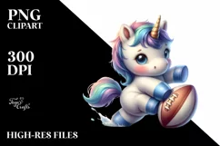 Baby Unicorn, Rugby Playing | Sublimation | Clipart Product Image 1