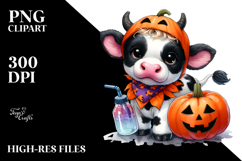 Vibrant Halloween Baby Cow | Sublimation | Clipart Product Image 2
