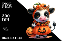 Vibrant Halloween Baby Cow | Sublimation | Clipart Product Image 2