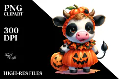 Vibrant Halloween Baby Cow | Sublimation | Clipart Product Image 2