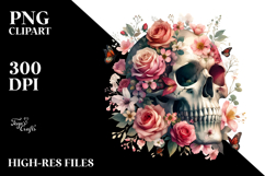 Vibrant Spring Flower Skull, Watercolor PNG Product Image 2