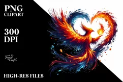 Fire and Ice Pheonix Bird Paint Brush Art Product Image 2