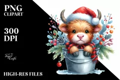 Cute Cow with Santa Hat, Christmas PNG Product Image 2