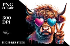 Highland Calf with Love You Sign, PNG Product Image 2
